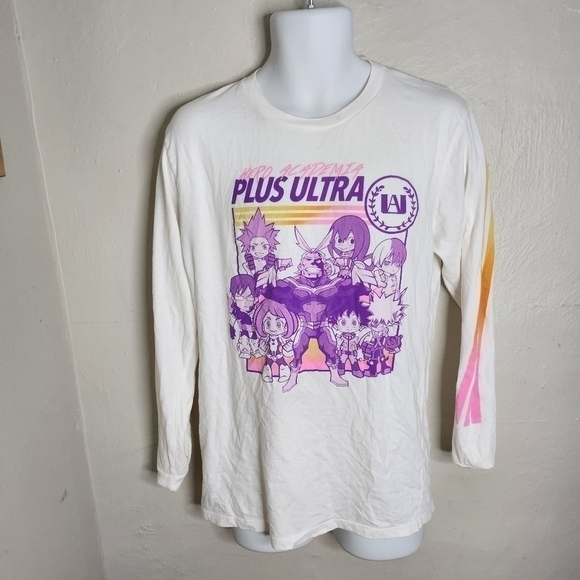 My Hero Academia Long Sleeve T-Shirt Men's Large Purple Styled Chibi Group Pic - Picture 1 of 9